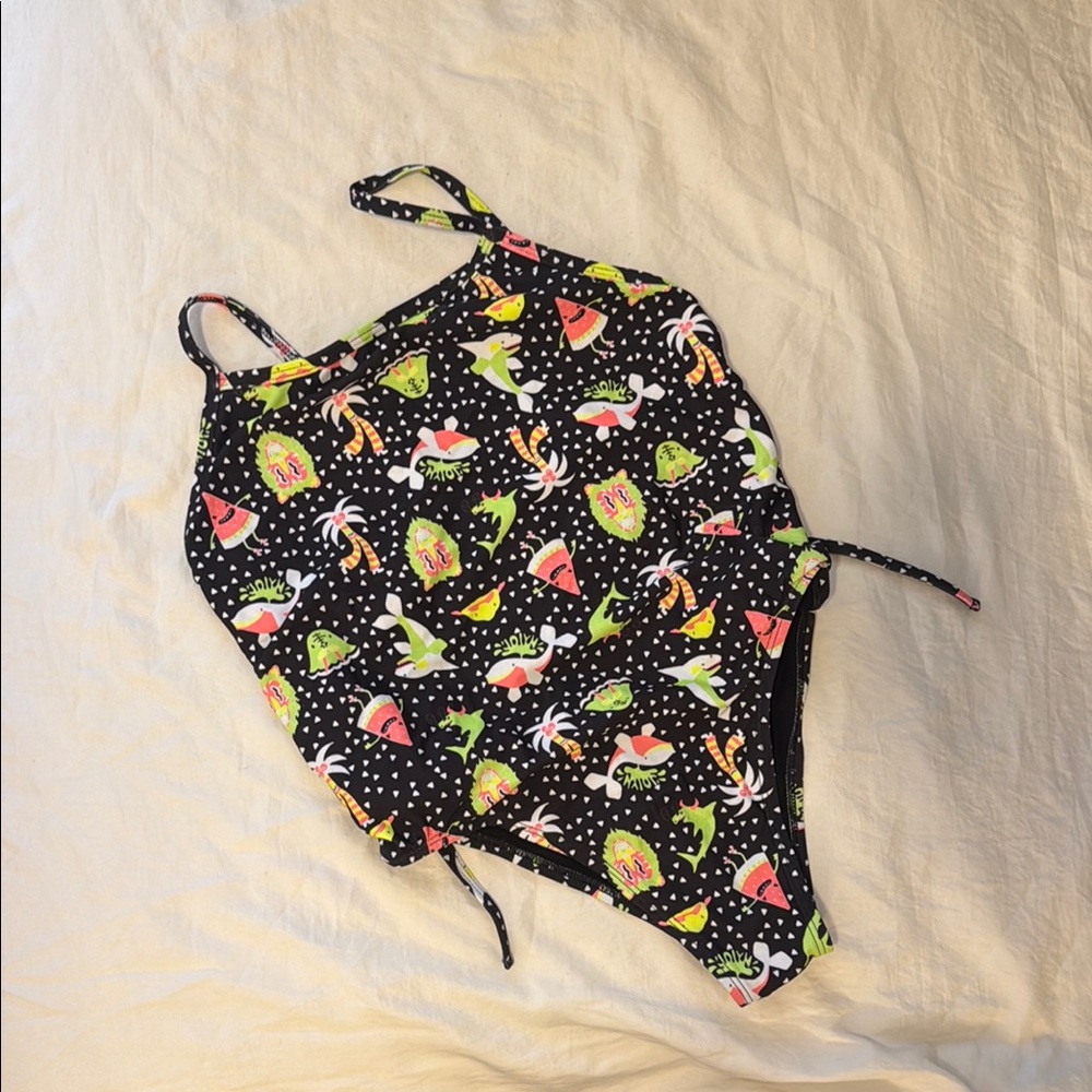 Jolyn tie back Mateo size 30 black and neon pattern